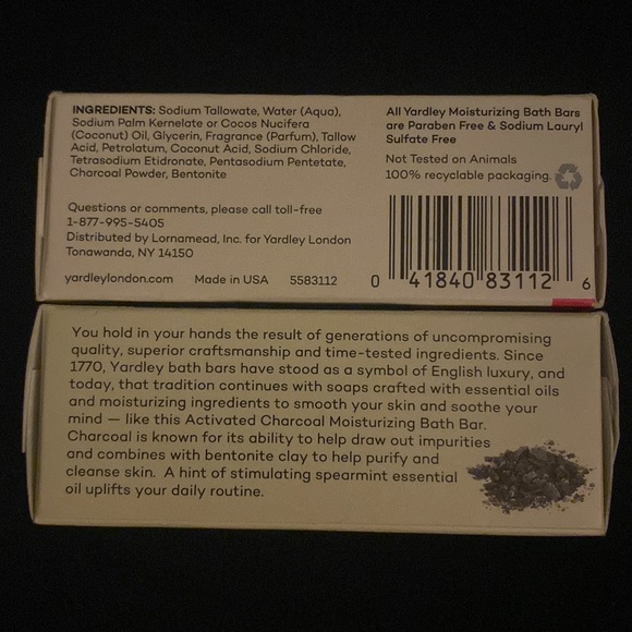 Bundle of 2 YARDLEY LONDON Activated Charcoal Moisturizing Bath Bar - Picture 5 of 5